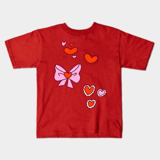 Valentine Hearts and Bows Kids T-Shirt